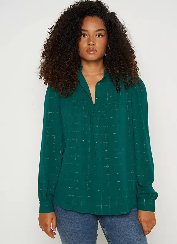 Best Sud Express Blouse A Col Monte Avec Volant Bouteille Blouisa