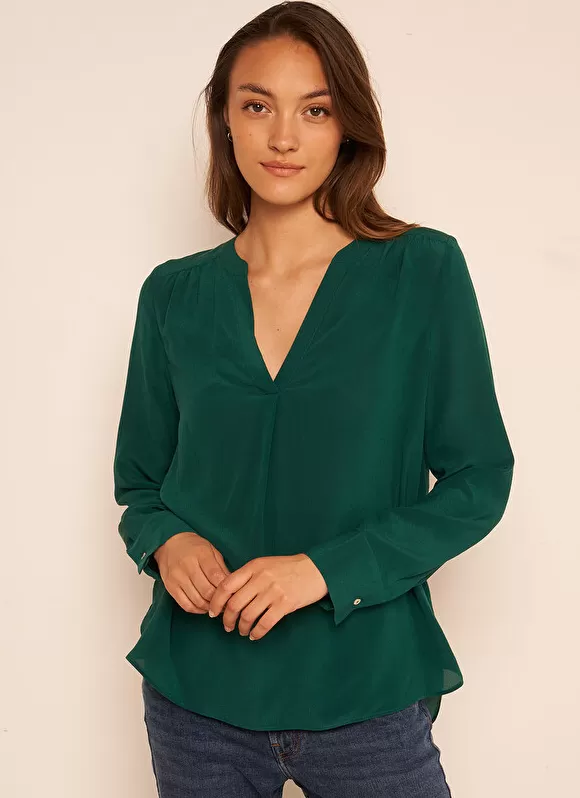 New Sud Express Blouse En 100% Soie Bouteille Tyrah