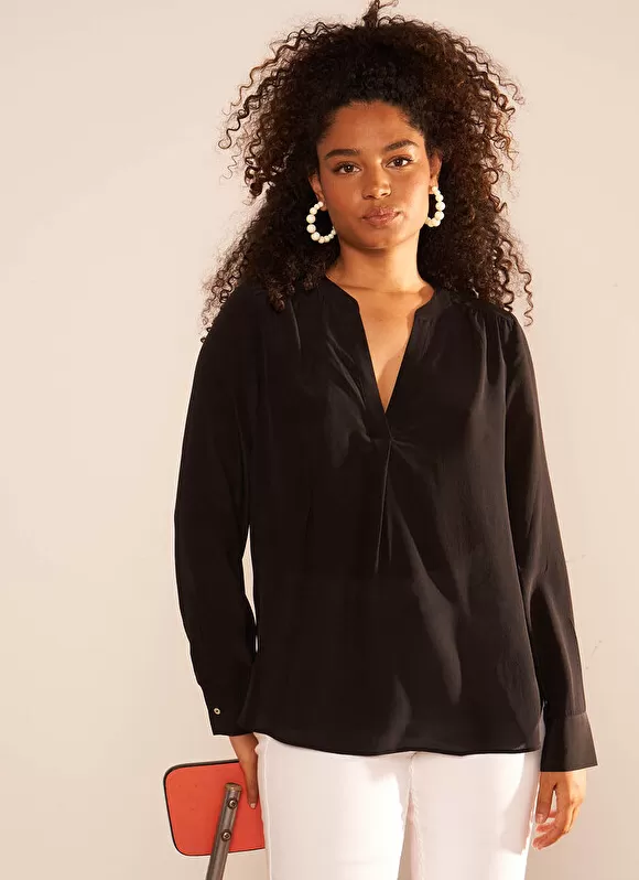 Sale Sud Express Blouse En 100% Soie Noir Tyrah