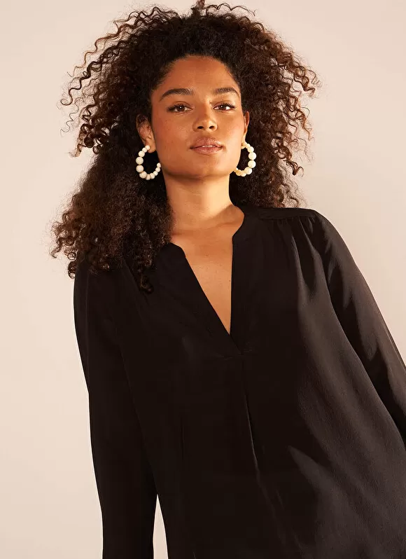 Sale Sud Express Blouse En 100% Soie Noir Tyrah