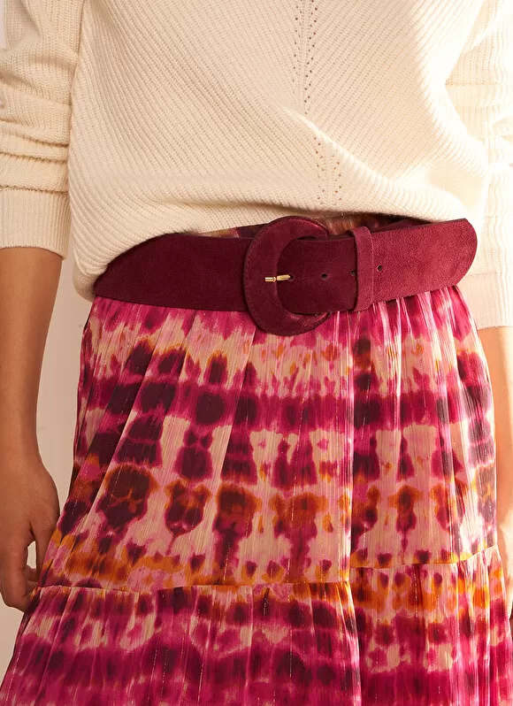 Clearance Sud Express Ceinture Large En Croute De Cuir Bordeaux Camylle