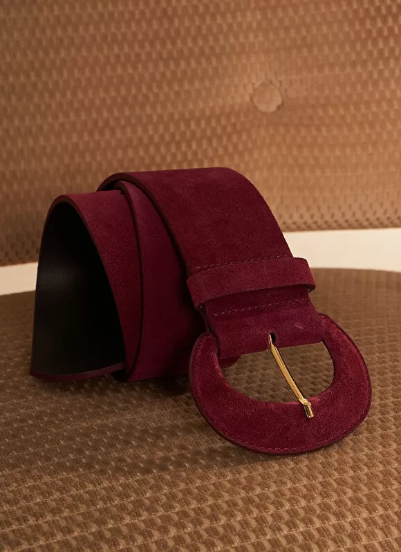 Clearance Sud Express Ceinture Large En Croute De Cuir Bordeaux Camylle