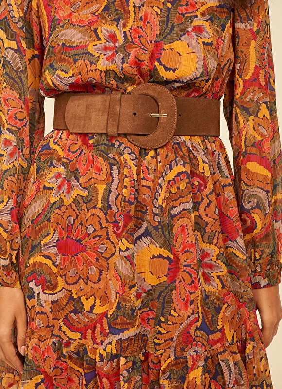 Sale Sud Express Ceinture Large En Croute De Cuir Caramel Camylle