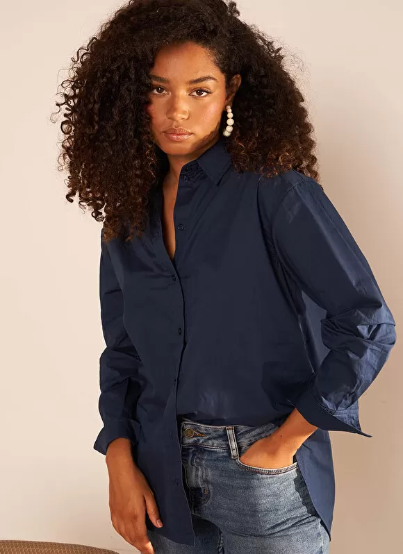 Hot Sud Express Chemise Ample En Popeline De Coton Bleu Cascade
