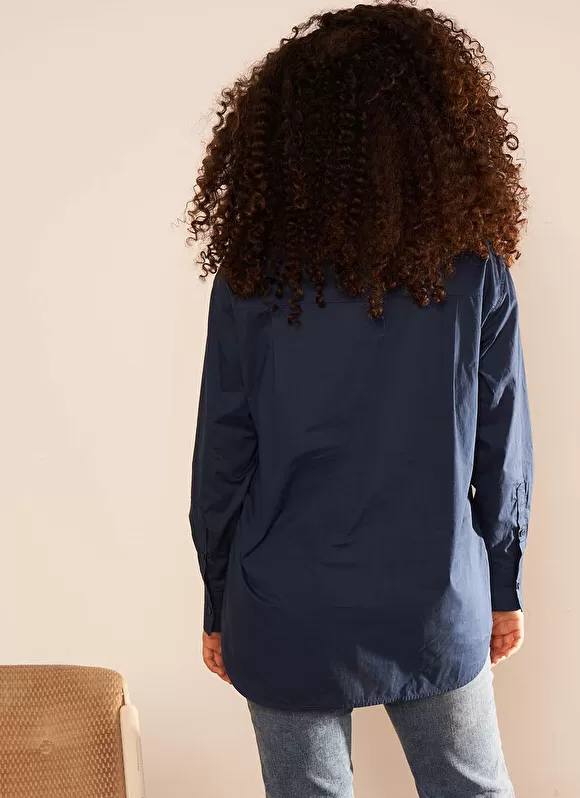 Hot Sud Express Chemise Ample En Popeline De Coton Bleu Cascade