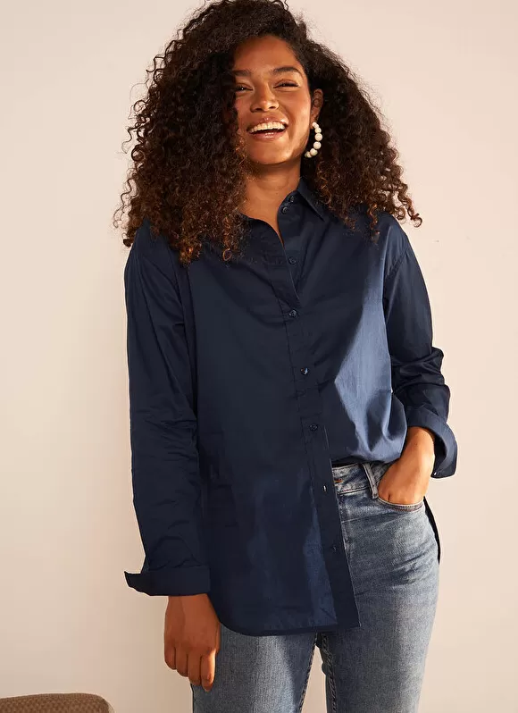 Hot Sud Express Chemise Ample En Popeline De Coton Bleu Cascade