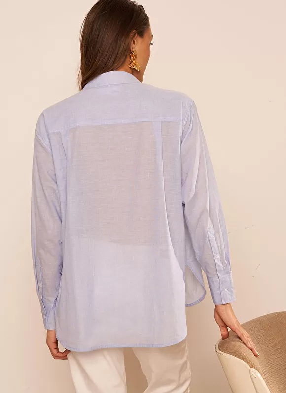 Shop Sud Express Chemise Ample En Popeline De Coton Ciel Cascada