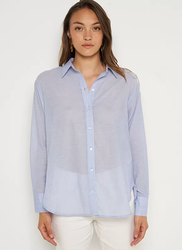 Shop Sud Express Chemise Ample En Popeline De Coton Ciel Cascada