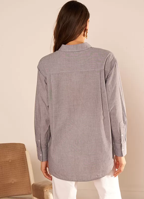 Hot Sud Express Chemise Ample En Popeline De Coton Gris Cascada