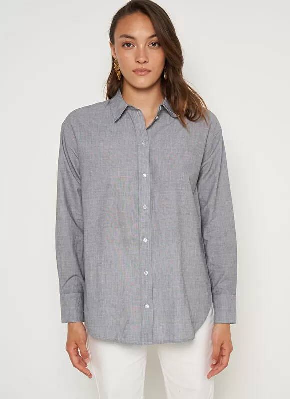 Hot Sud Express Chemise Ample En Popeline De Coton Gris Cascada