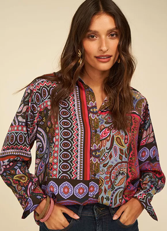 Store Sud Express Chemise Classique Imprimee Kaki Cartage