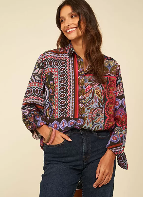 Store Sud Express Chemise Classique Imprimee Kaki Cartage