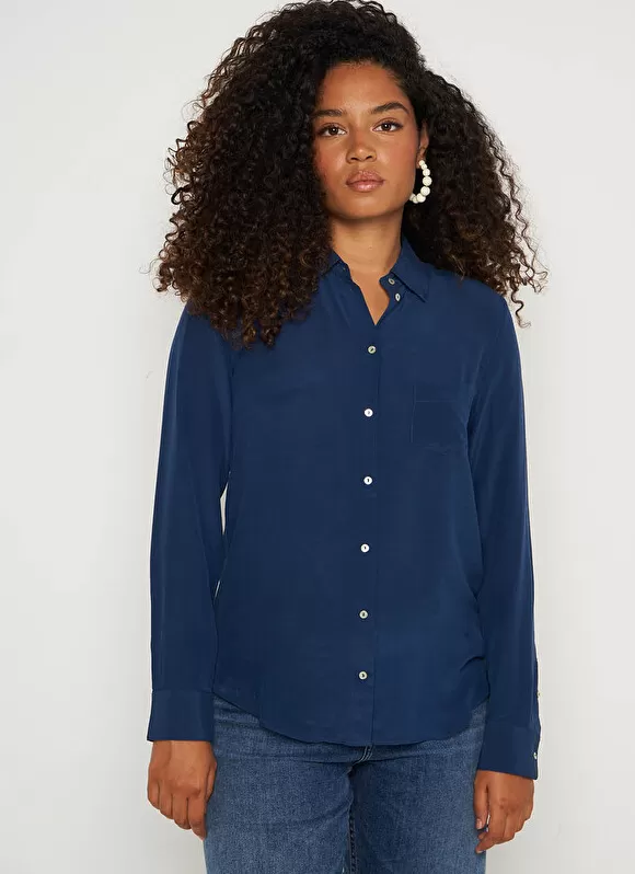 Best Sud Express Chemise En Soie A Manches Longues Bleu Cyrah