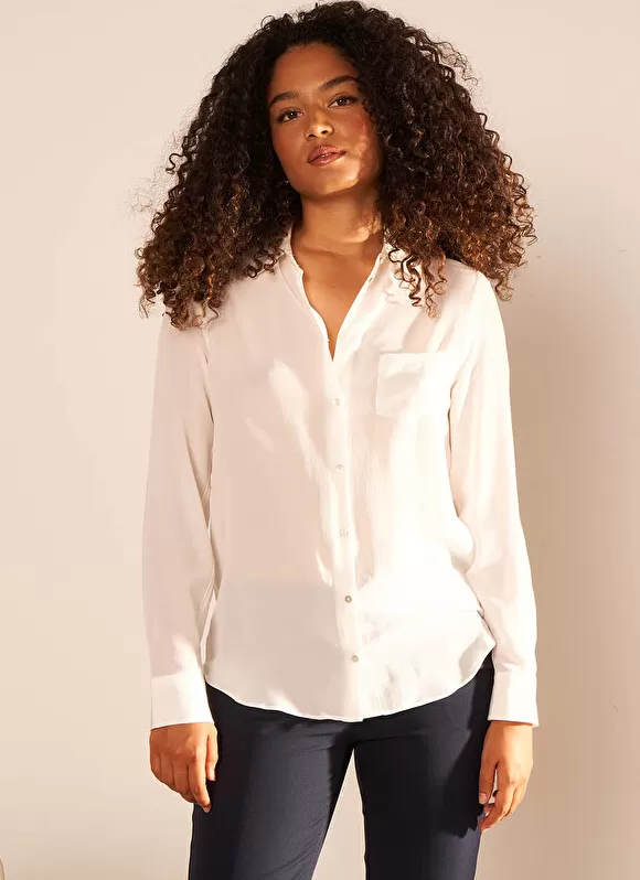 Store Sud Express Chemise En Soie A Manches Longues Ecru Cyrah