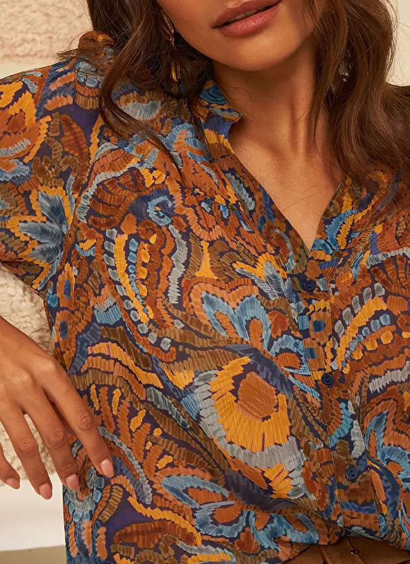 Outlet Sud Express Chemise Imprimee Indigo Cagathe