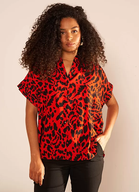 Flash Sale Sud Express Chemise Oversize A Manches Courtes Rouge Calixie