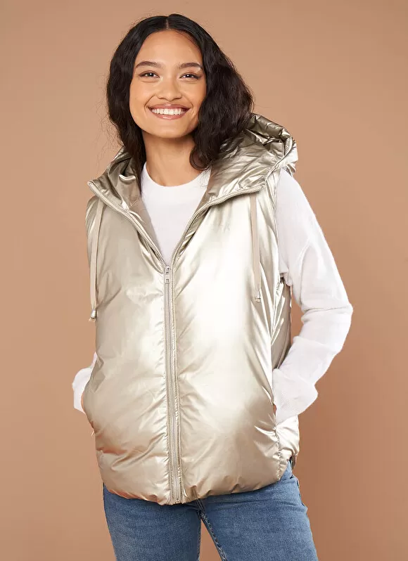 Clearance Sud Express Doudoune Courte Mi-Saison Sans Manches Gold Vaughalio