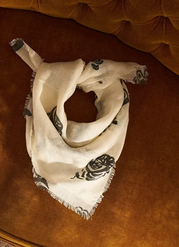 Flash Sale Sud Express Foulard Carre En Laine Et Soie Ecru Epic