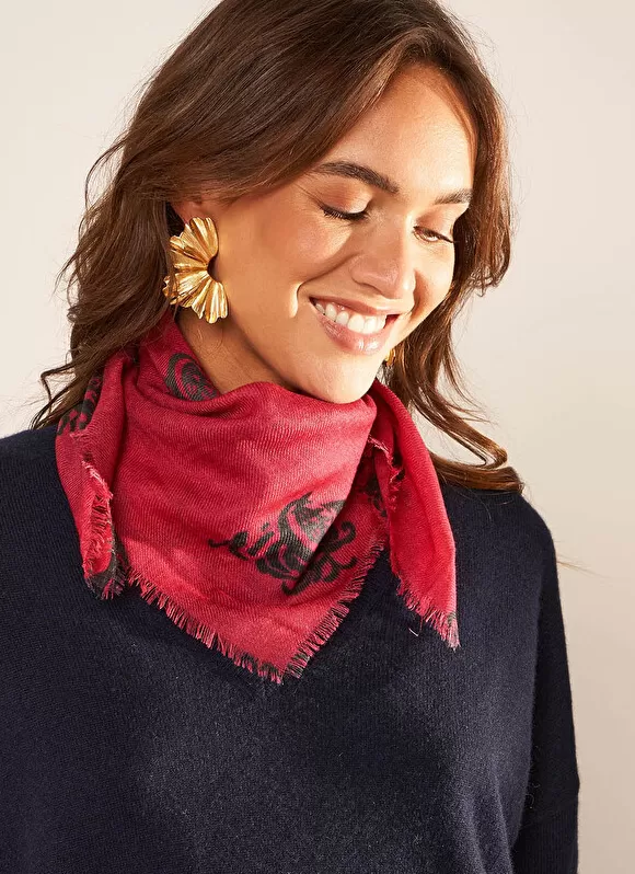 Best Sud Express Foulard Carre En Laine Et Soie Framboise Epic
