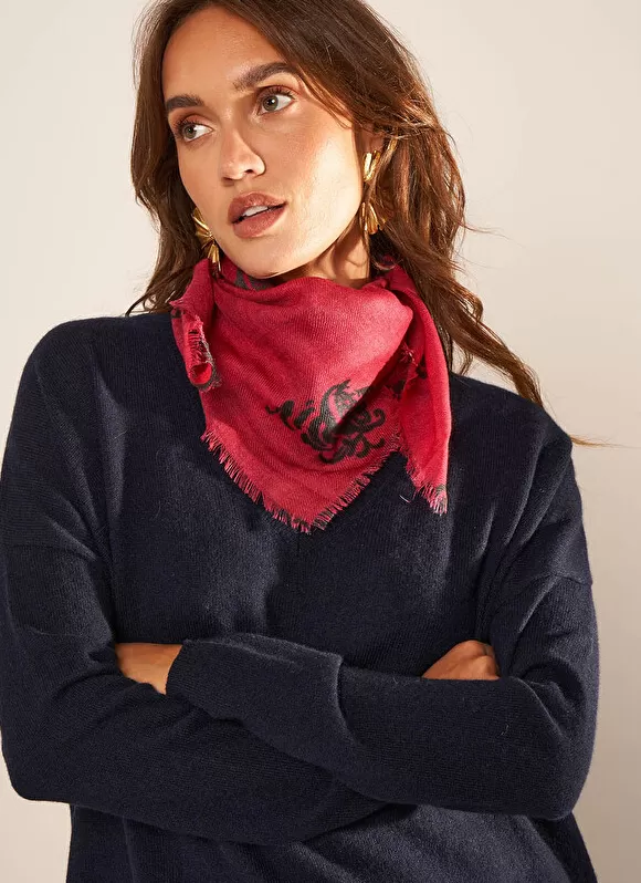 Best Sud Express Foulard Carre En Laine Et Soie Framboise Epic