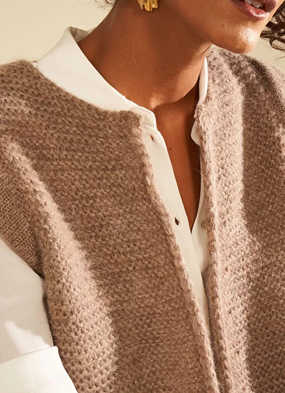 Hot Sud Express Gilet Court Et Ouvert, En Mohair Et Alpaga Vison Gotanax