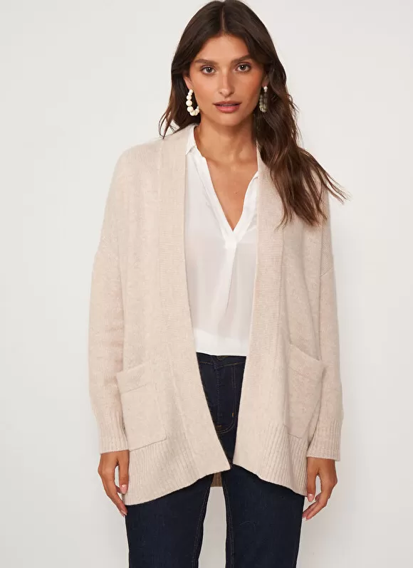 Best Sale Sud Express Gilet Mi-Long Ouvert Avec Poches Plaquees Beige Chine Geric