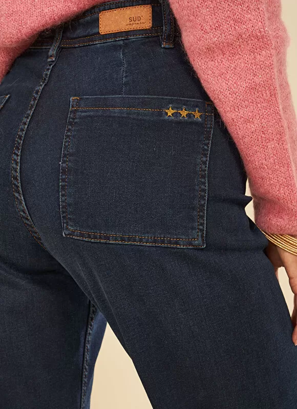 Discount Sud Express Jean Large, Taille Haute Sans Coutures Sur Les Cotes Dark Stone Clara