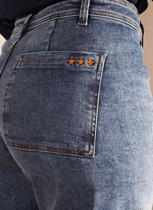 Online Sud Express Jean Large, Taille Haute Sans Coutures Sur Les Cotes Medium Dark Sto Clara