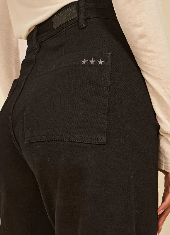 Flash Sale Sud Express Jean Large, Taille Haute Sans Coutures Sur Les Cotes Noir Clara