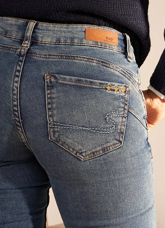 Sale Sud Express Jean Slim A Cinq Poches Medium Stone Stella