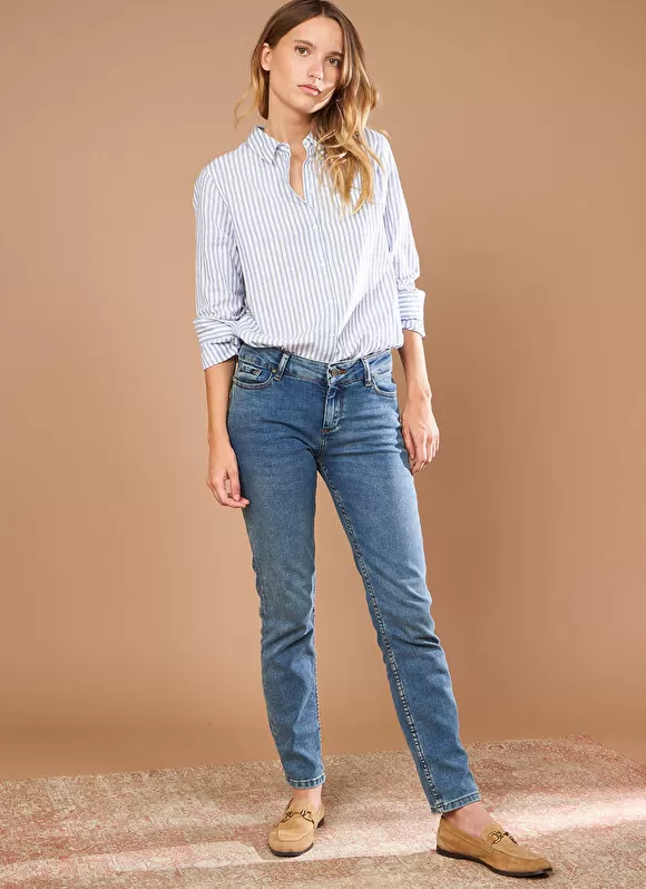 Clearance Sud Express Jean Slim Cinq Poches Medium Dark Sto Stella