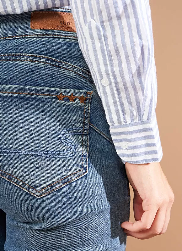 Clearance Sud Express Jean Slim Cinq Poches Medium Dark Sto Stella