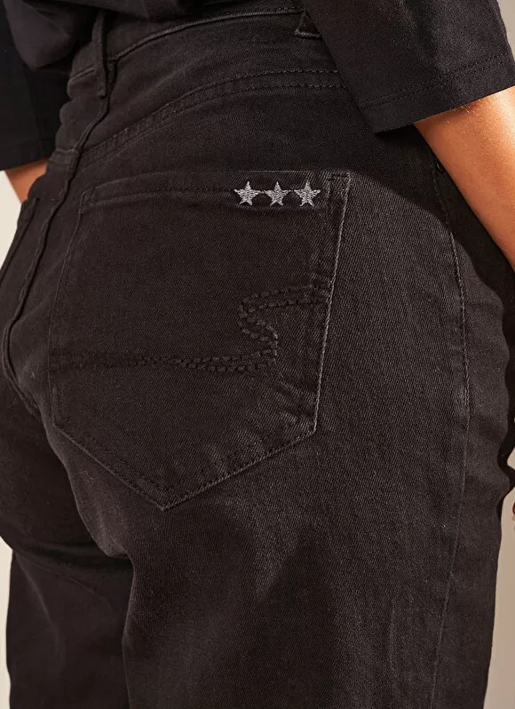 Sale Sud Express Jean Taille Haute Cinq Poches Black Stone Debby