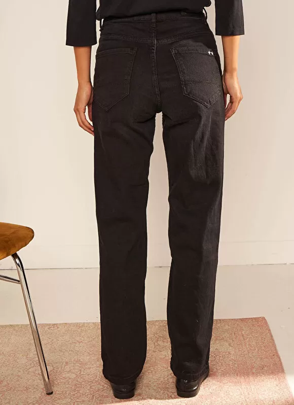 Sale Sud Express Jean Taille Haute Cinq Poches Black Stone Debby