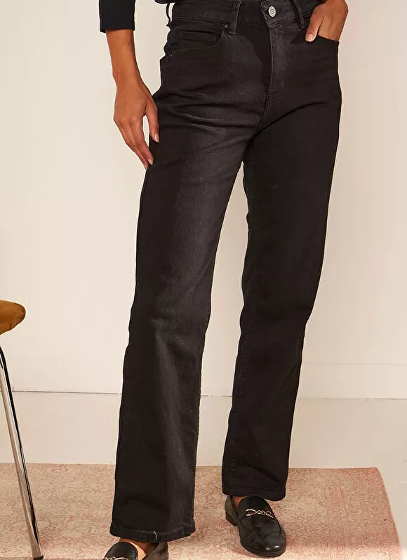 Sale Sud Express Jean Taille Haute Cinq Poches Black Stone Debby