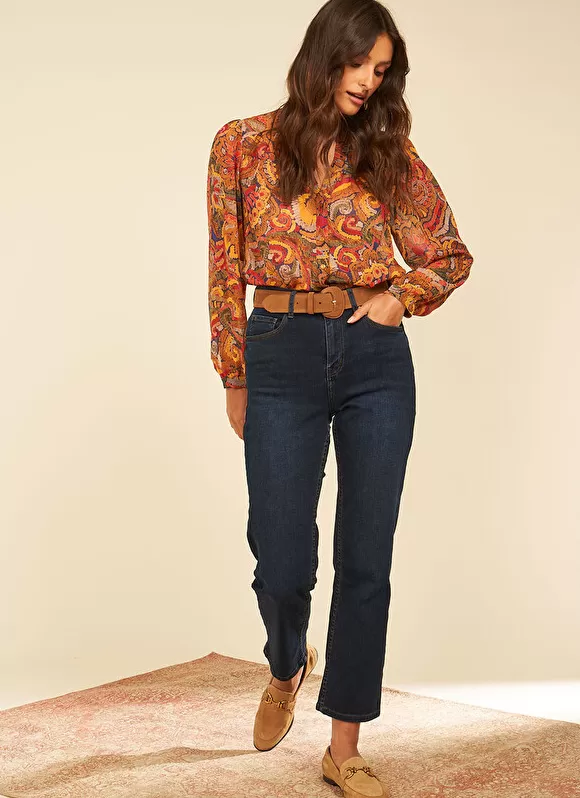 Best Sale Sud Express Jean Taille Haute Cinq Poches Dark Stone Debby