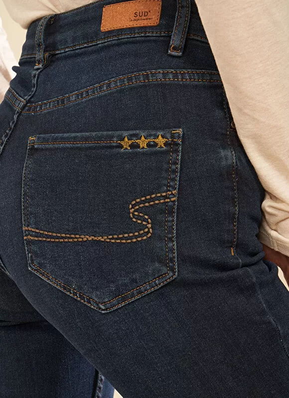 Best Sale Sud Express Jean Taille Haute Cinq Poches Dark Stone Debby