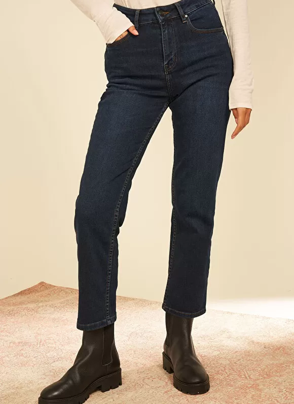 Best Sale Sud Express Jean Taille Haute Cinq Poches Dark Stone Debby