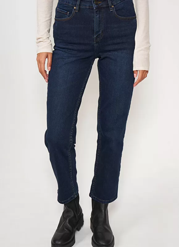 Best Sale Sud Express Jean Taille Haute Cinq Poches Dark Stone Debby