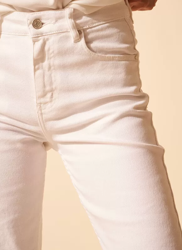 Best Sud Express Jean Taille Haute Cinq Poches Ecru Debby