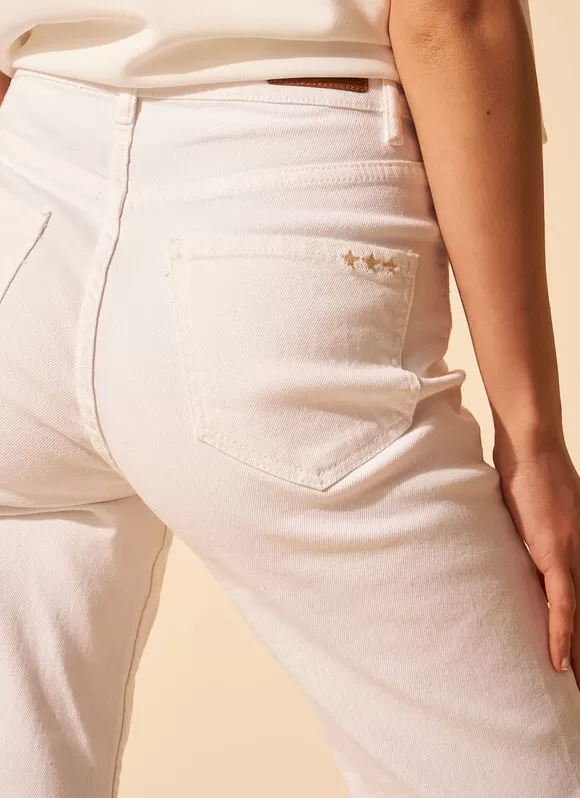 Best Sud Express Jean Taille Haute Cinq Poches Ecru Debby