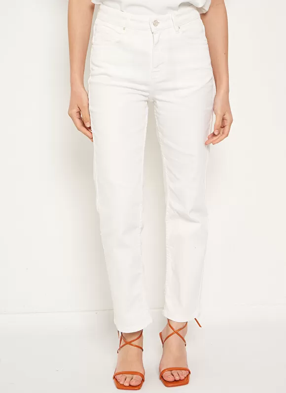 Best Sud Express Jean Taille Haute Cinq Poches Ecru Debby