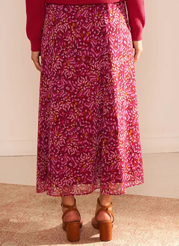 Flash Sale Sud Express Jupe Longue Imprimee Avec Fente Framboise Jalorie