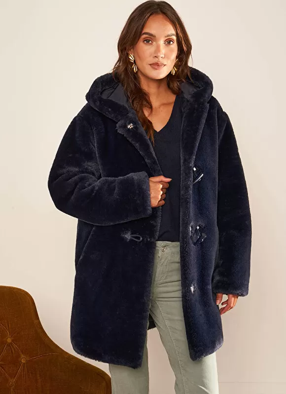Best Sale Sud Express Manteau Mi Long En Fausse Fourrure Marine Mia