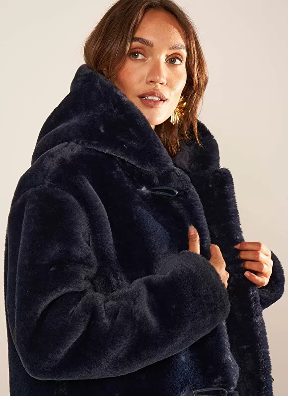 Best Sale Sud Express Manteau Mi Long En Fausse Fourrure Marine Mia