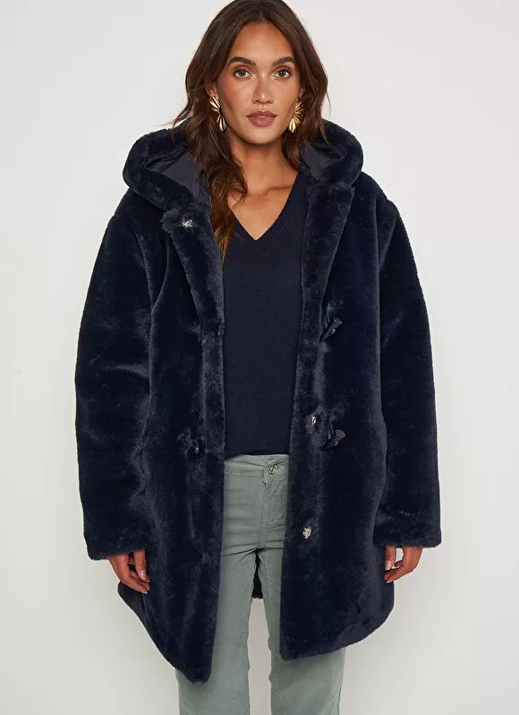 Best Sale Sud Express Manteau Mi Long En Fausse Fourrure Marine Mia