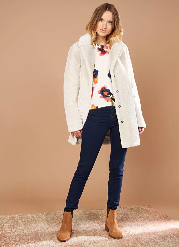 Cheap Sud Express Manteau Mi-Long En Fausse Fourrure Craie Mampini