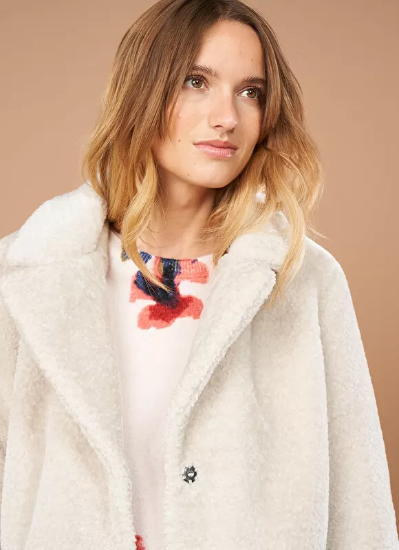 Cheap Sud Express Manteau Mi-Long En Fausse Fourrure Craie Mampini