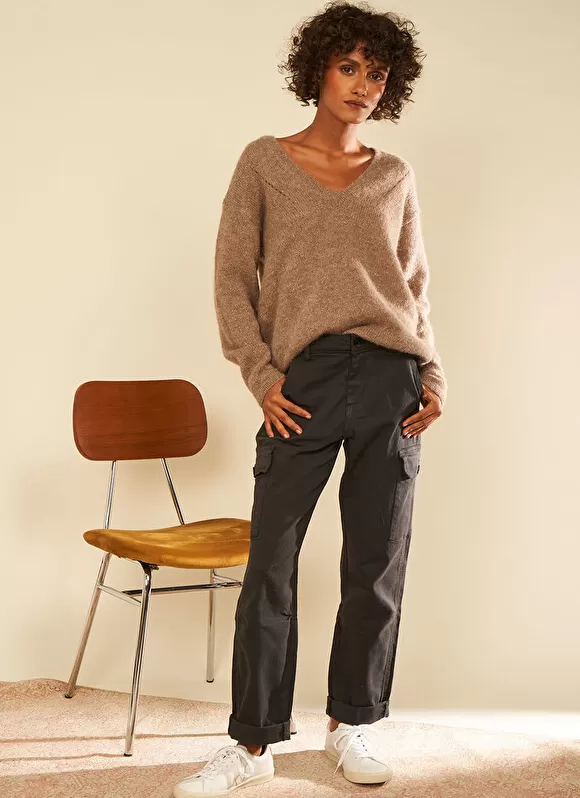 Outlet Sud Express Pantalon Cargo Taille Haute Plomb Pargo