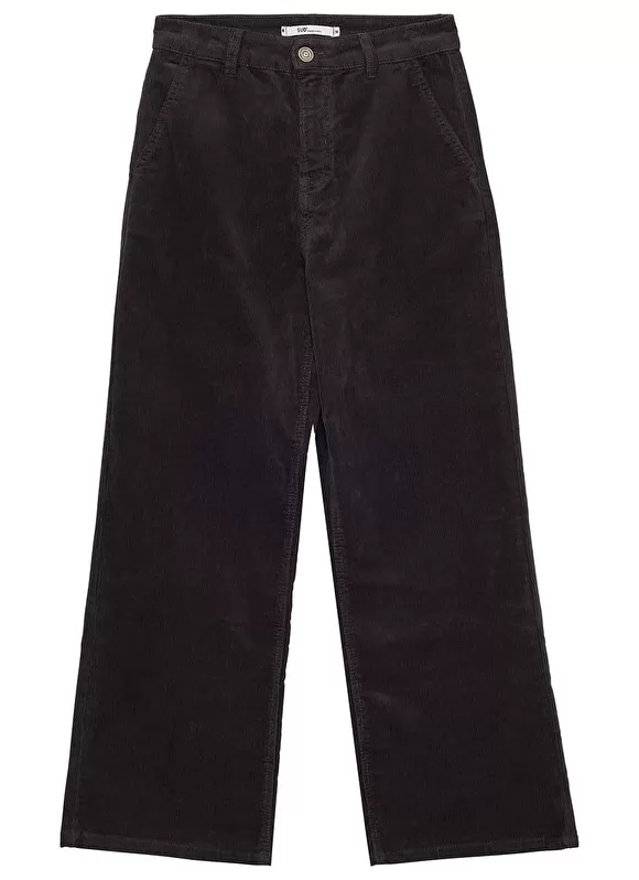 Discount Sud Express Pantalon Droit Taille Haute En Velours Cotele Plomb Passyla